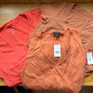 Orange/peach/melon 3 tshirts small/xsmall, JCrew, Banana Republic, Ann Taylor